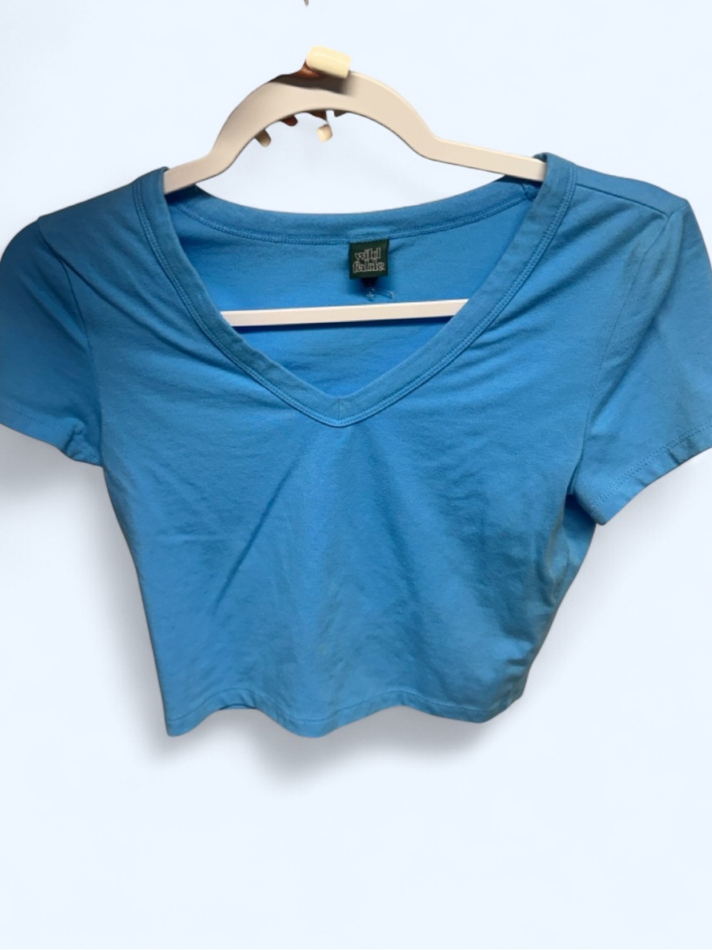 wild fable Sky Blue V-Neck Cropped Tee